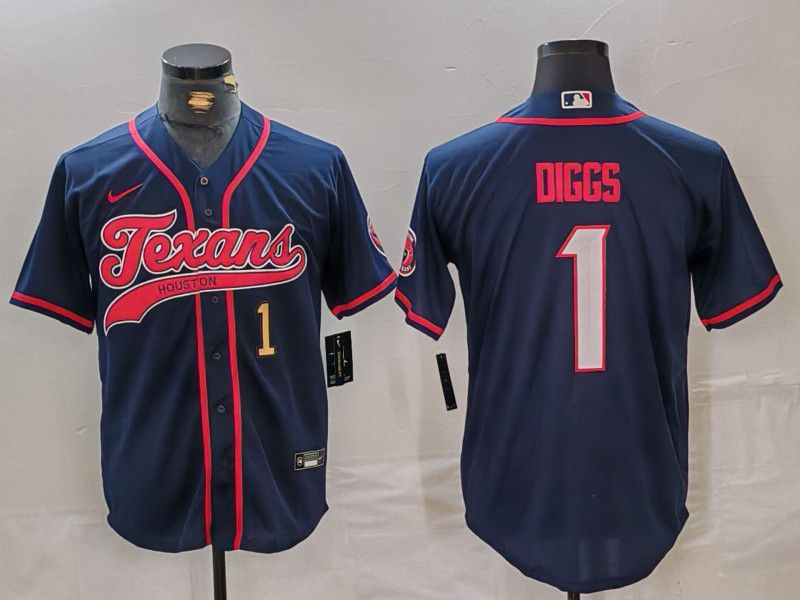 Men Houston Texans #1 Diggs Blue Joint Name 2024 Nike Limited NFL Jersey style 2->houston texans->NFL Jersey